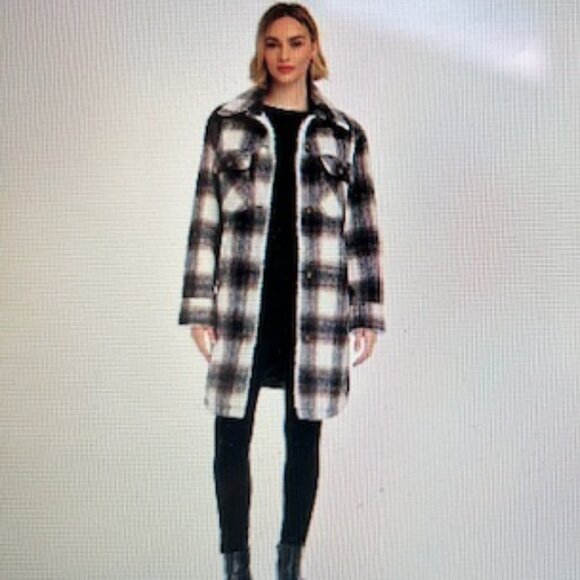 Modern Supply by Sanctuary Faux Wool Collared neckline Long Sleeve Plaid Shacket - Picture 14 of 14